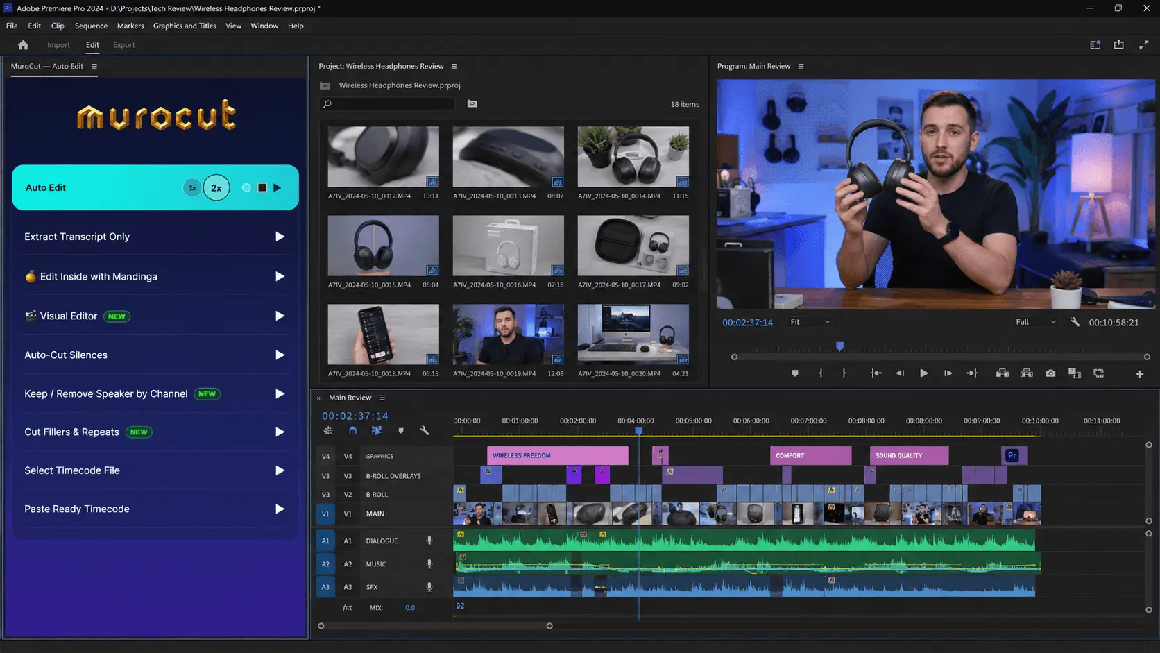 MuroCut Auto Edit panel